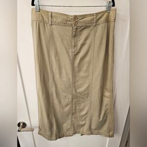 Vintage - Cotton Khaki Sonoma Midi Skirt - Size 16